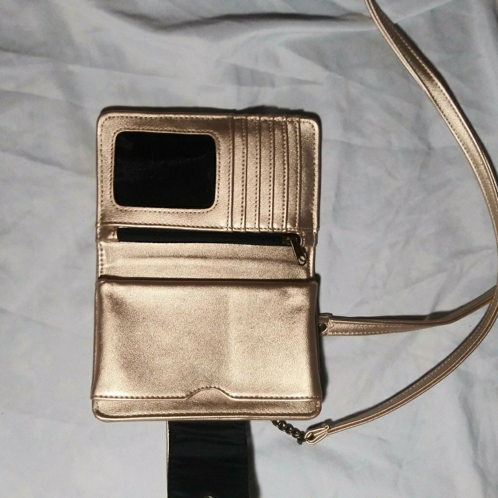 Gold colored Vans clutch wallet / crossover bag